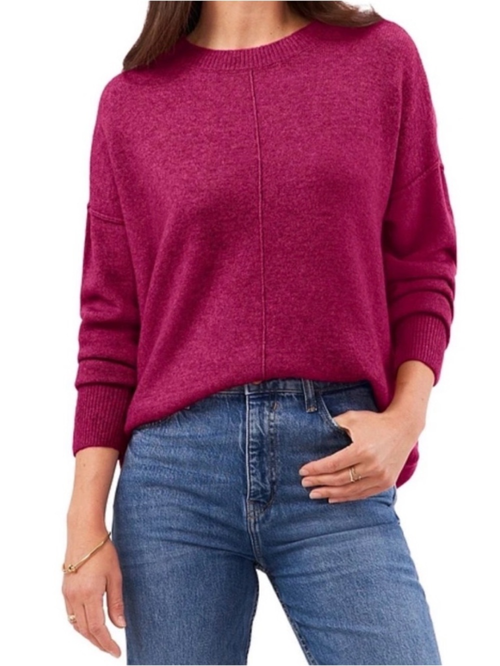 Vince Camuto Rich Pink Crewneck Sweater
